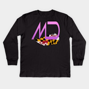 MD STATE FLAG DESIGN Kids Long Sleeve T-Shirt